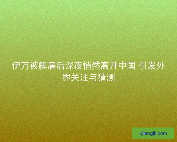 伊万被解雇后深夜悄然离开中国 引发外界关注与猜测